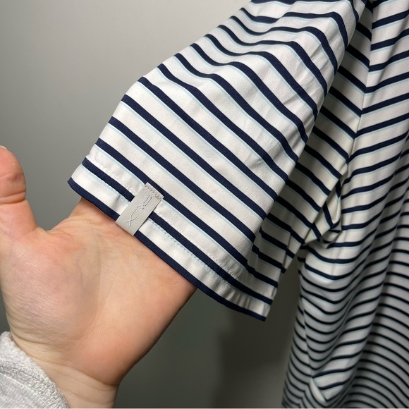 RLX Ralph Lauren men navy striped wicking UV casual golf light polo shirt in XL - Picture 6 of 8